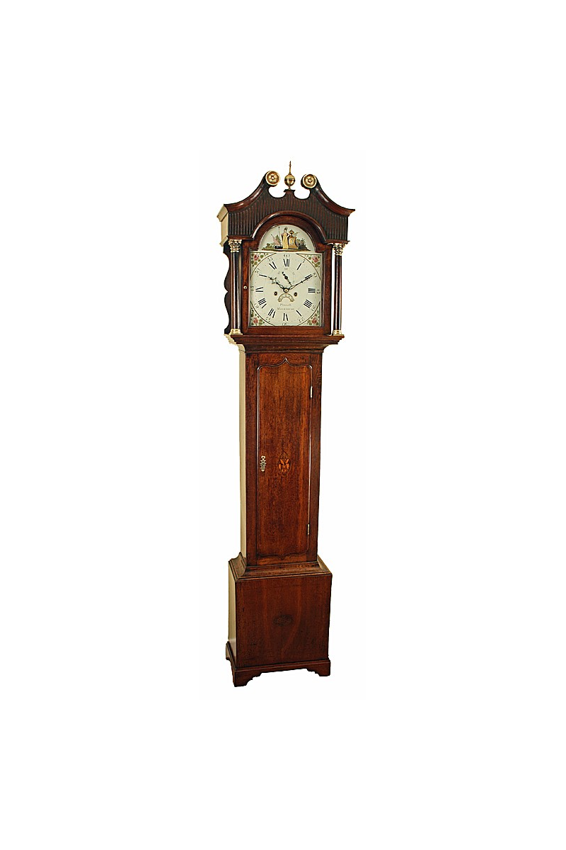 Oak Longcase Clock by Pinnell Of Malmesbury with Nelson dial.