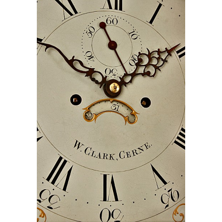 Early Painted Dial Longcase Clock by William Clarke of Cerne Abbas