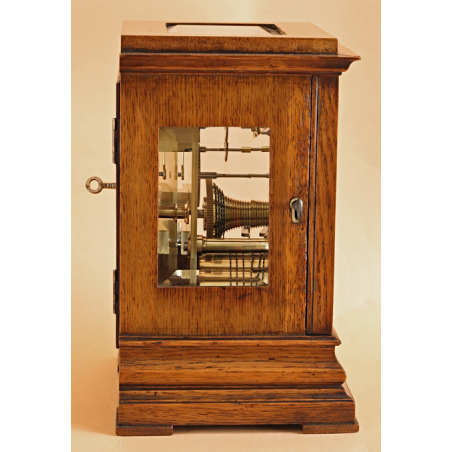 Four Glass Oak Mantel Clock