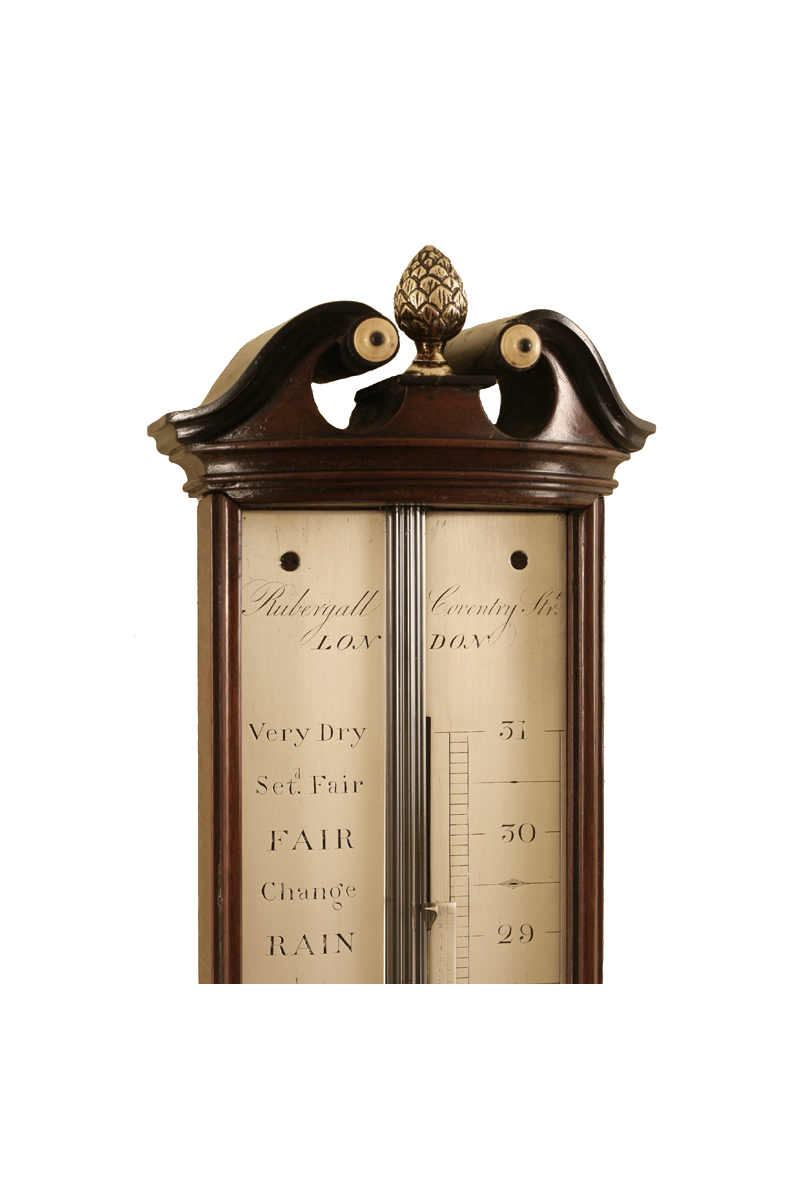 Bow Fronted Stick Barometer by Francis Rubergall of London