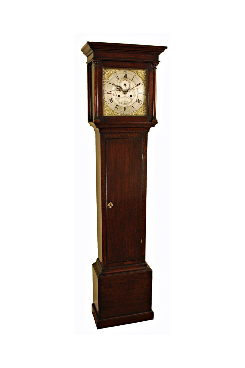 Small oak longcase clock by Thomas Phippard of Poole