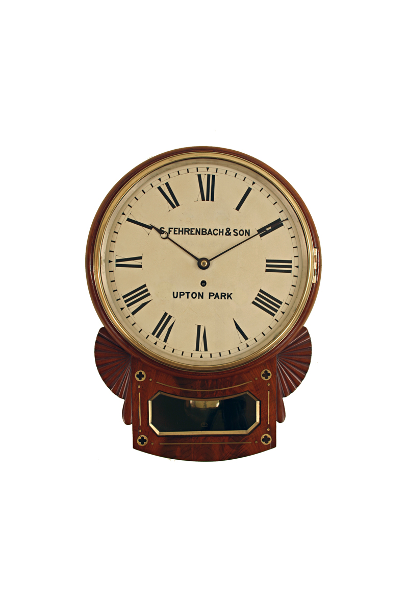 Single fusee wall clock by Fehrenbach of Upton Park