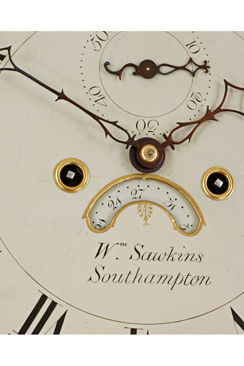 Moonphase longcase clock by Sawkins of Southampton