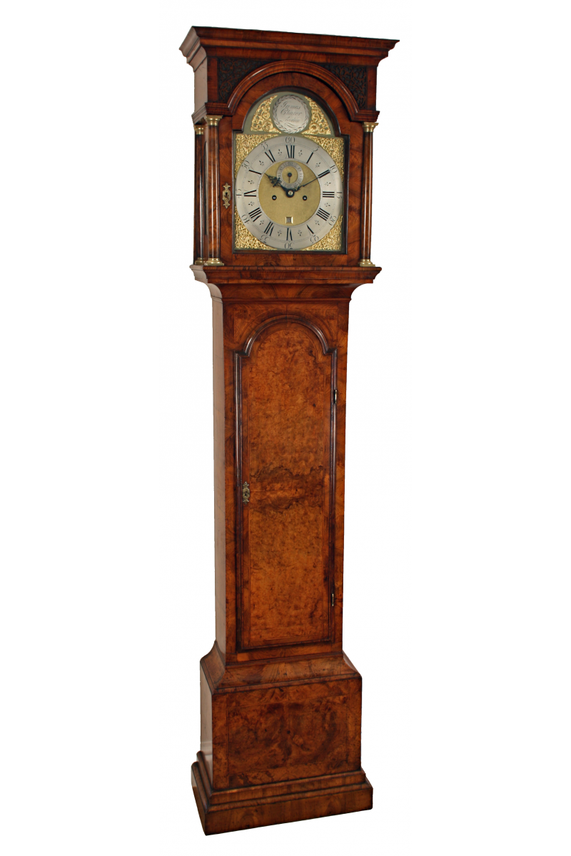 18th Century burr walnut veneered longcase clock by Chater of London