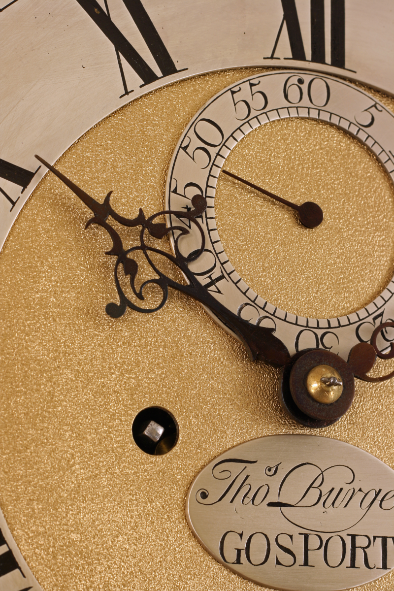 Small Walnut longcase clock by Burges of Gosport