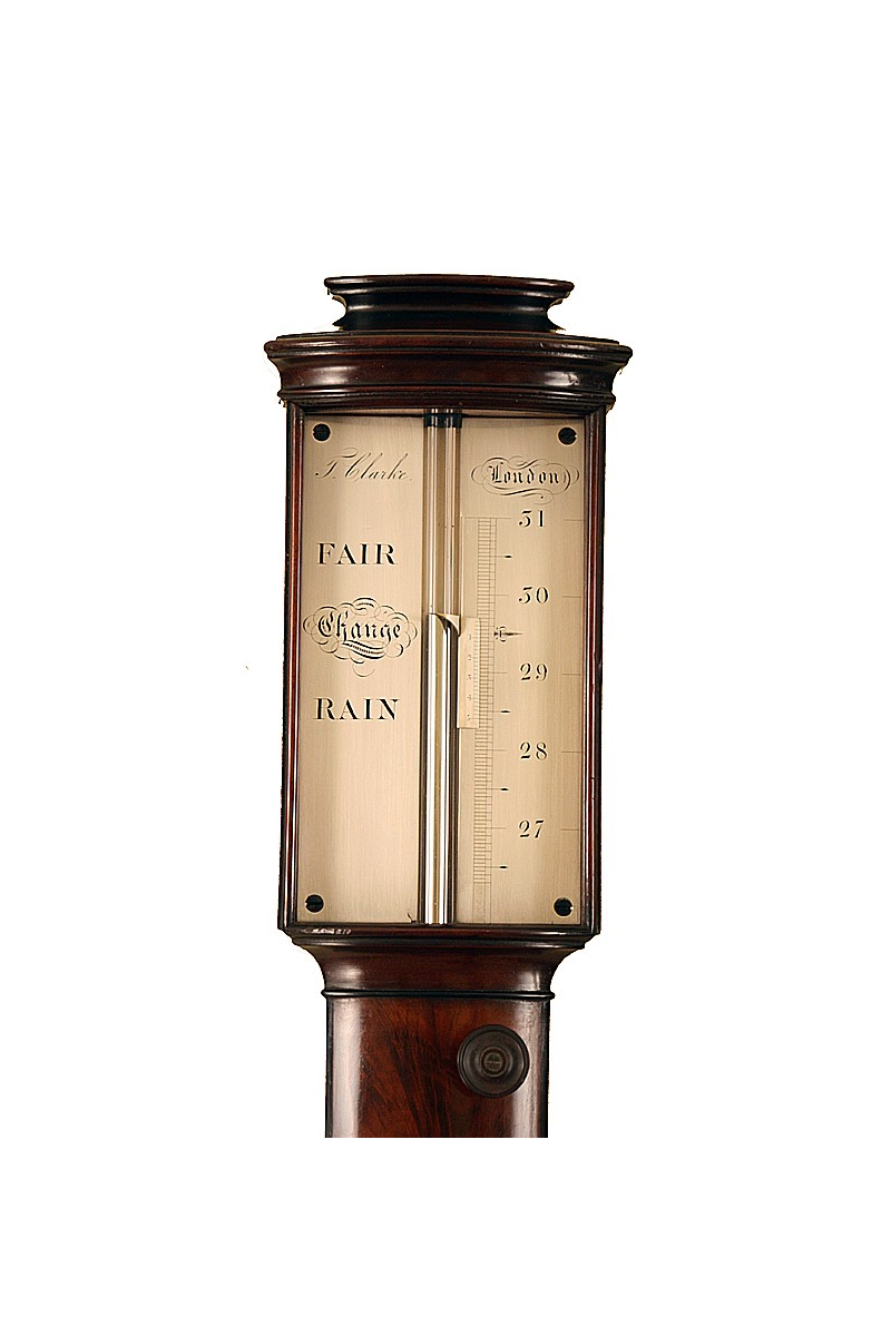 Antique Bow Front Stick Barometer by Clarke of London