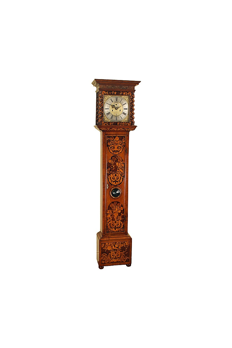 Floral Marquetry Grandfather Clock by Thomas Bridge of London
