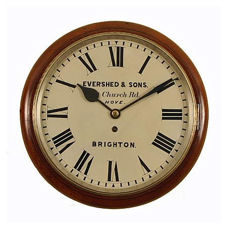 Oak Antique Wall Clock by Evershed & Sons of Hove, Brighton