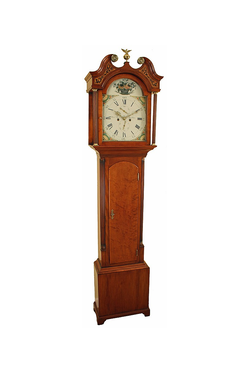 Satin Birch Antique Antique Clock by William Beaton of Dunbar