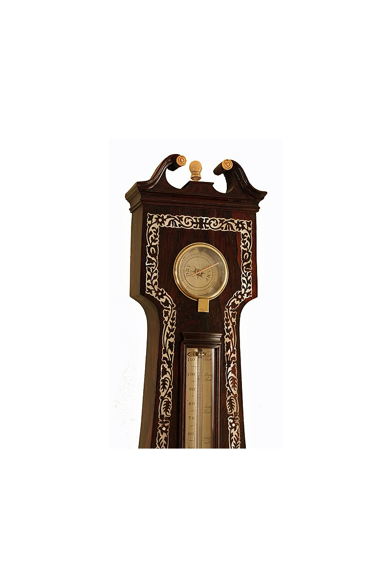 Mother of Pearl inlaid Wheel Barometer by Wilkinson of Leeds Mother of Pearl inlaid Wheel Barometer by Wilkinson of Leeds
