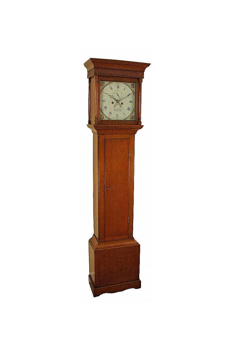 Small Oak Antique Grandfather Clock by Gregory of Basingstoke